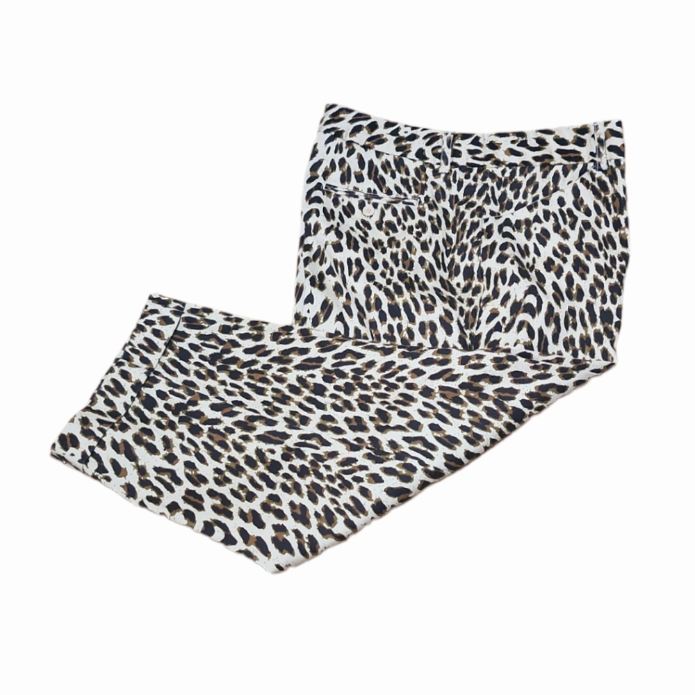 NWT Larry Levine Leopard Slim Leg Crop Pants‎ Size 16 - Picture 6 of 6